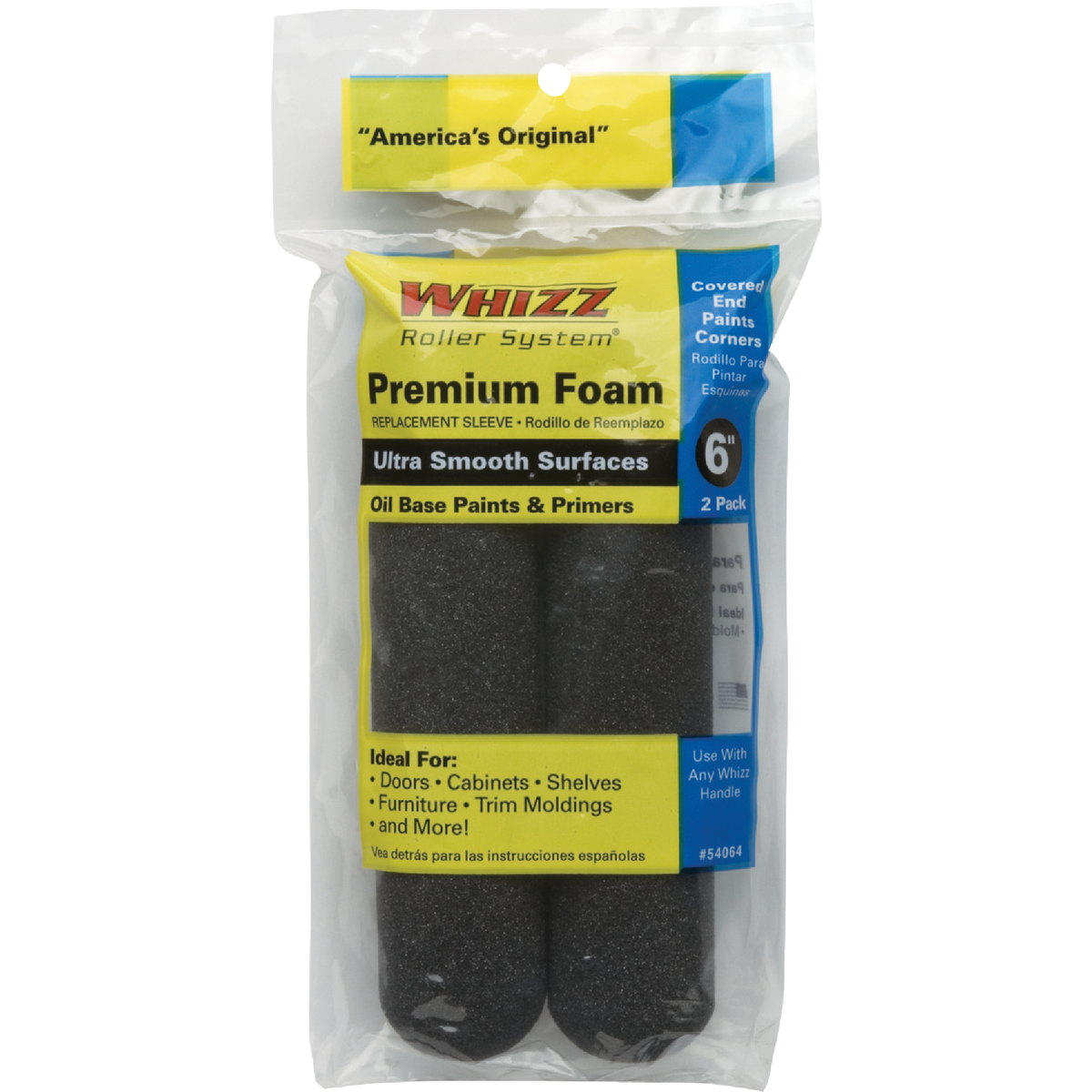 Whizz Roller System 6 In. x 1/4 In. Premium Black Foam Mini Roller Cover (2-Pack) Image 1