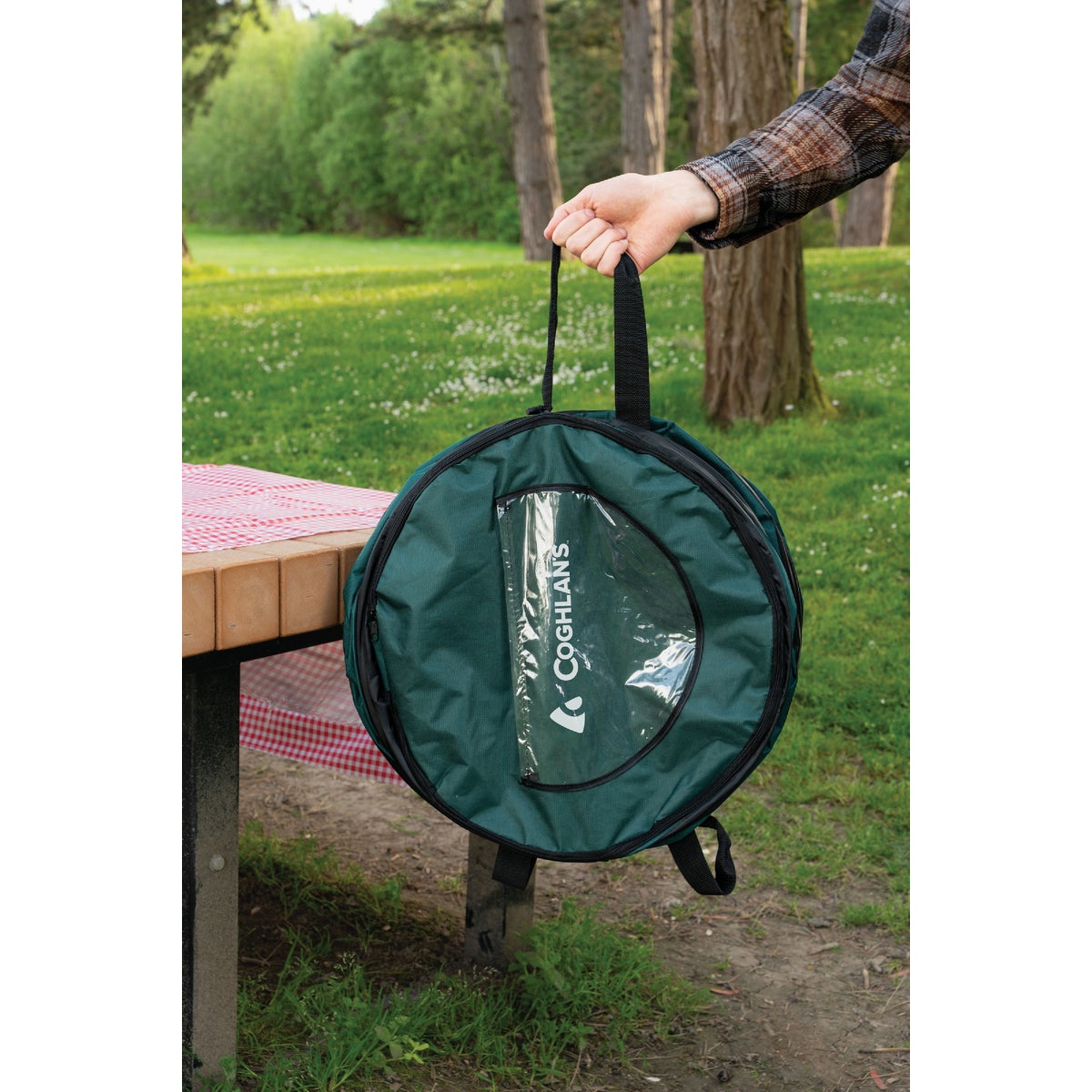 Coghlans 29.5 Gal. Green Polyester Deluxe Pop-Up Trash Can Image 3