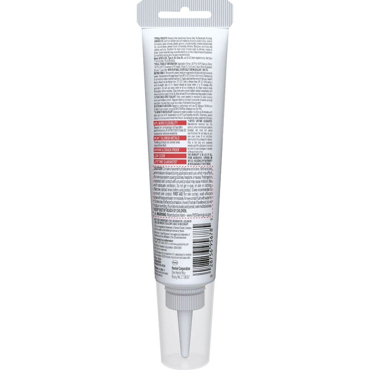 GE Advanced Silicone Kitchen & Bath Sealant, Clear, 2.8  Oz. Tube Image 6