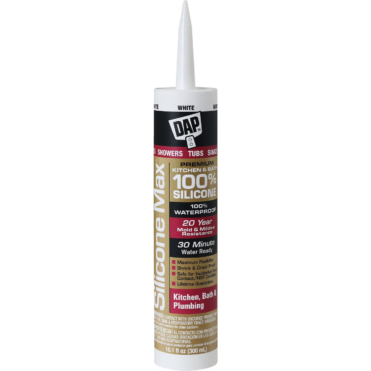DAP Silicone Max 10.1 Oz. White Premium Kitchen, Bath & Plumbing 100% Silicone Sealant