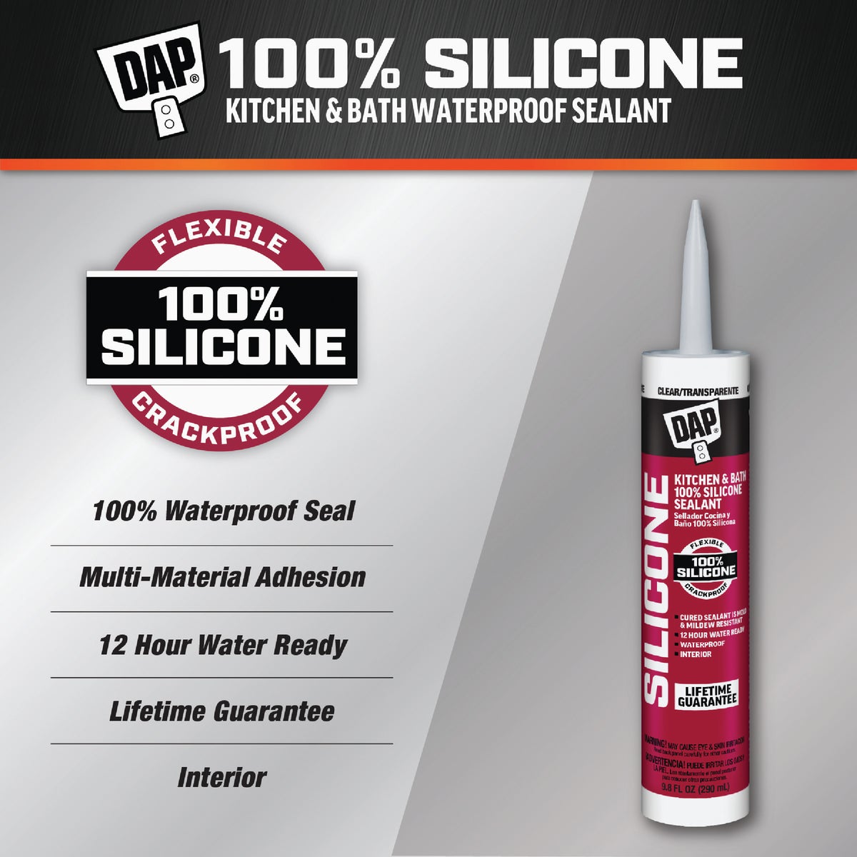DAP 9.8 Oz. Kitchen And Bath 100% Silicone Sealant, Clear Image 2