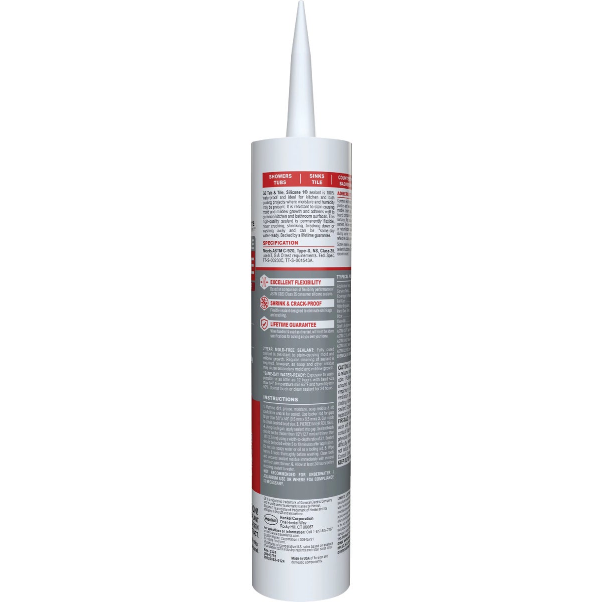 GE Silicone 1 Tub & Tile, White, 10.1  Oz. Cartridge Image 7