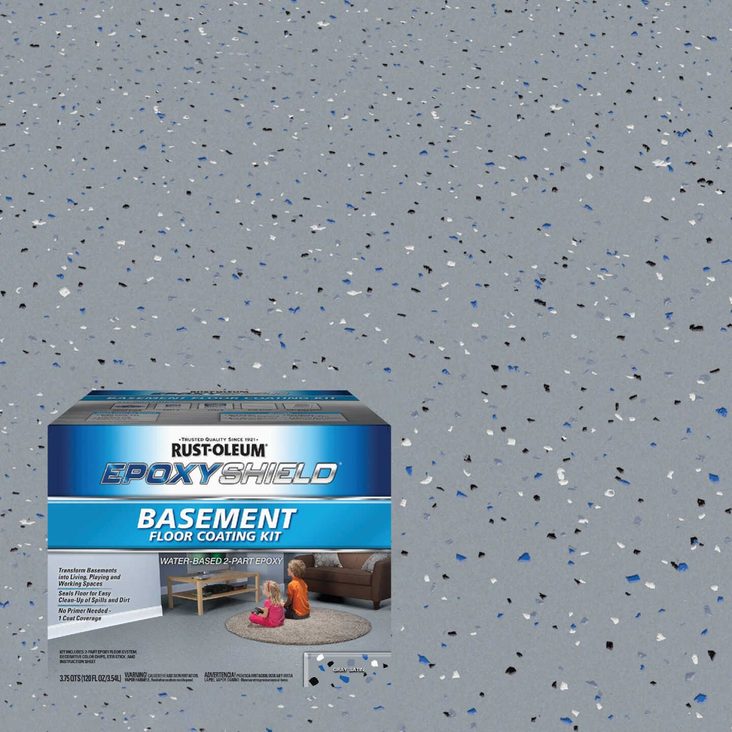 Rust-Oleum Epoxyshield 120 Oz. Satin Gray Basement Floor Coating Kit Image 1