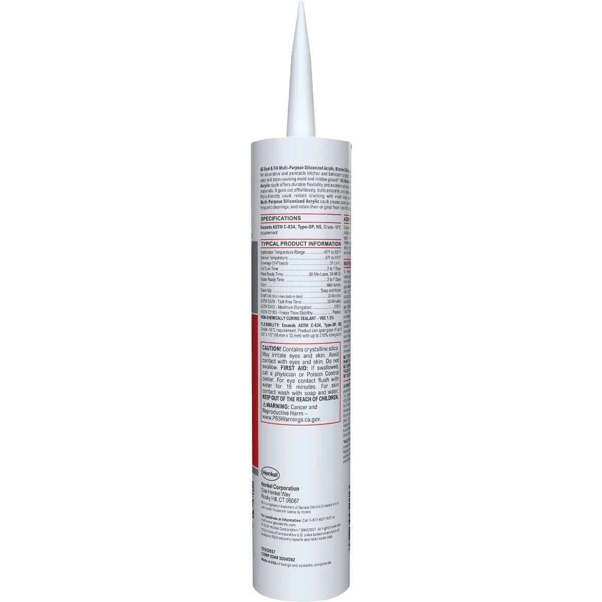 GE Seal & Fill Multi-Purpose Kitchen & Bath Sealant, White, 10 Oz. Cartridge Image 5