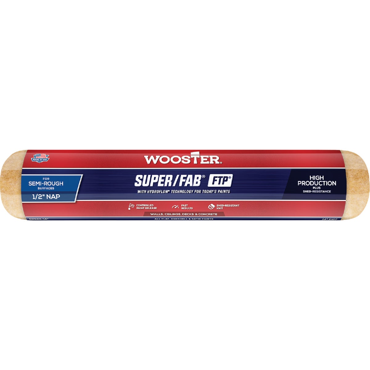 Wooster Super/Fab FTP 14 In. x 1/2 In. Knit Fabric Roller Cover Image 1