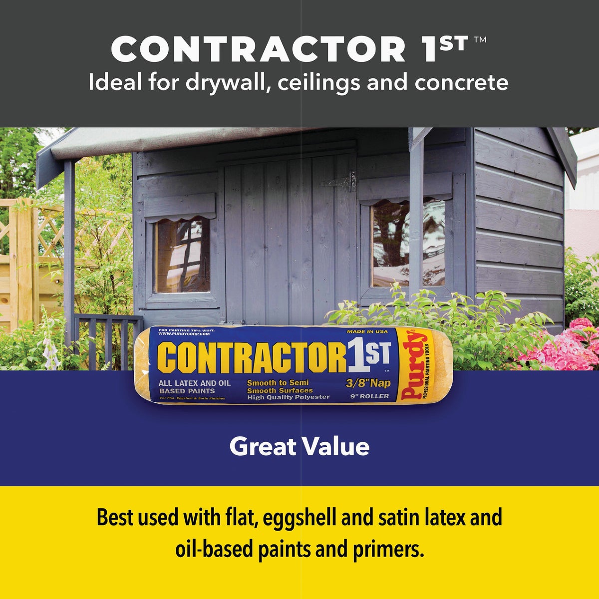 Purdy Contractor 1st 9 In. x 1/2 In. Knit Fabric Roller Cover Image 2