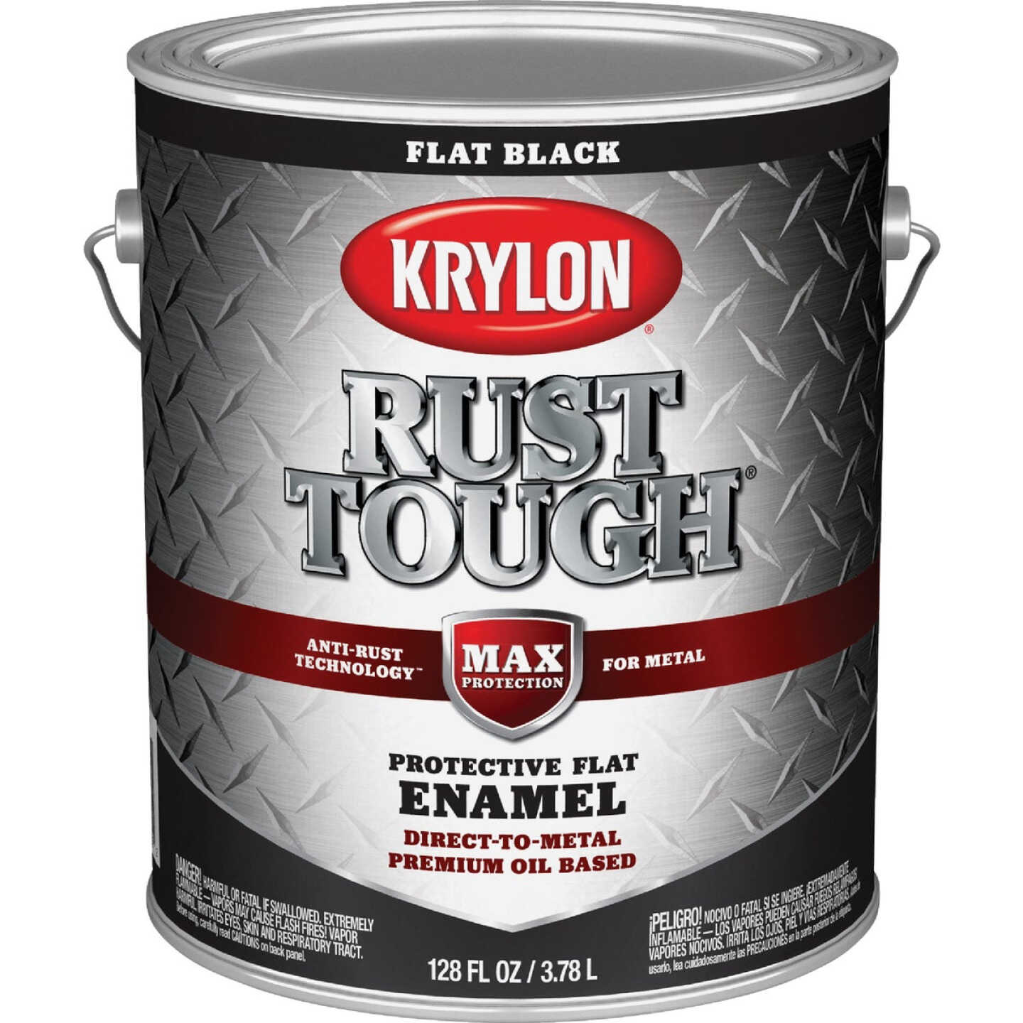 Krylon Rust Tough DTM Oil-Based Flat Rust Control Enamel, Black, 1 Gal. Image 1