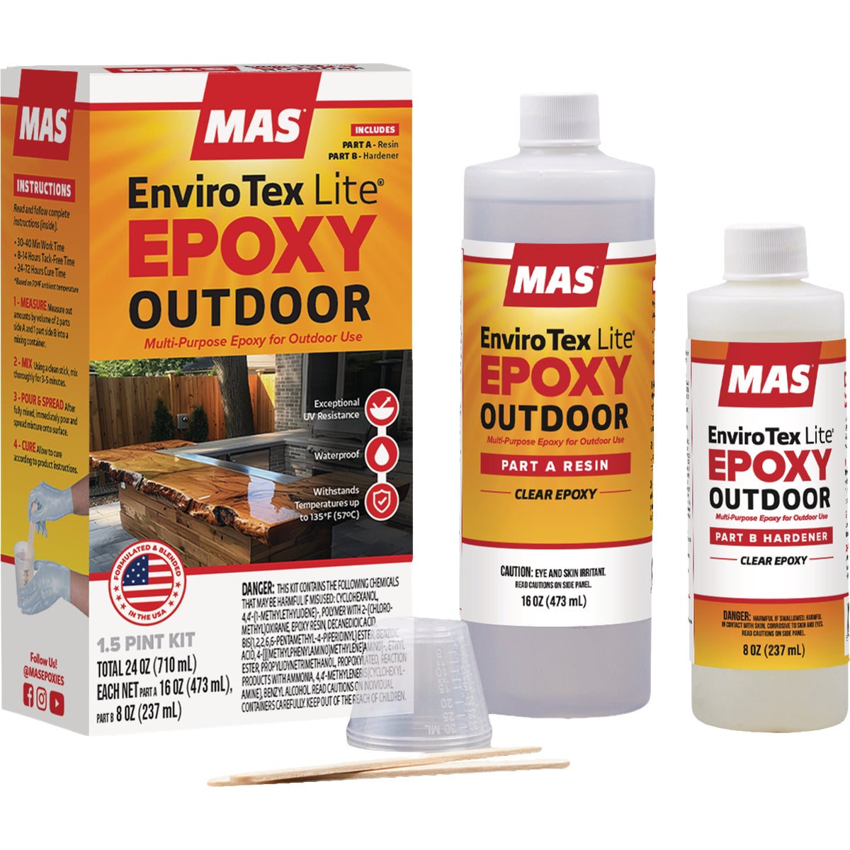 MAS EnviroTex Lite Outdoor Clear Epoxy Kit (2-Piece) Image 2