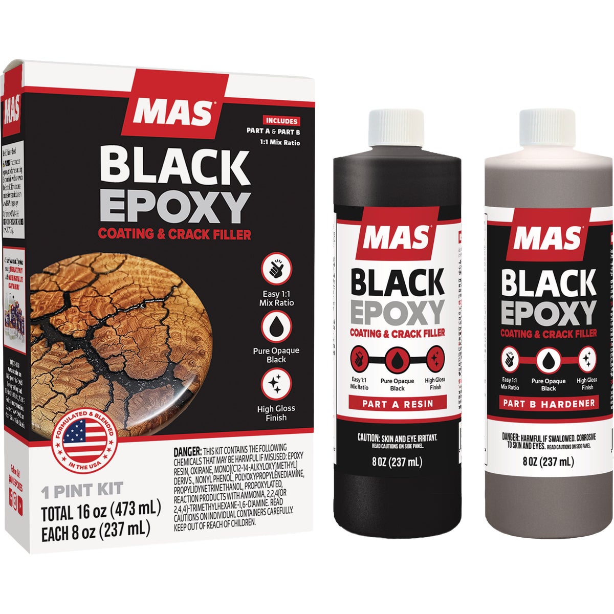 MAS Black Epoxy Coating & Crack Filler Kit (2-Piece) Image 3