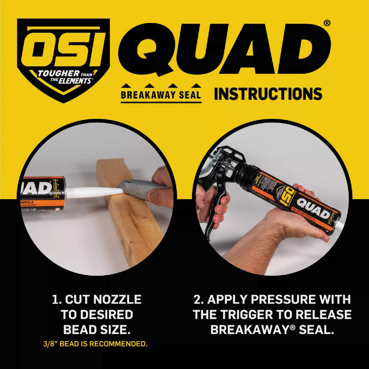 OSI QUAD 10 Oz. Window, Door & Siding Polymer Sealant, Black Image 3