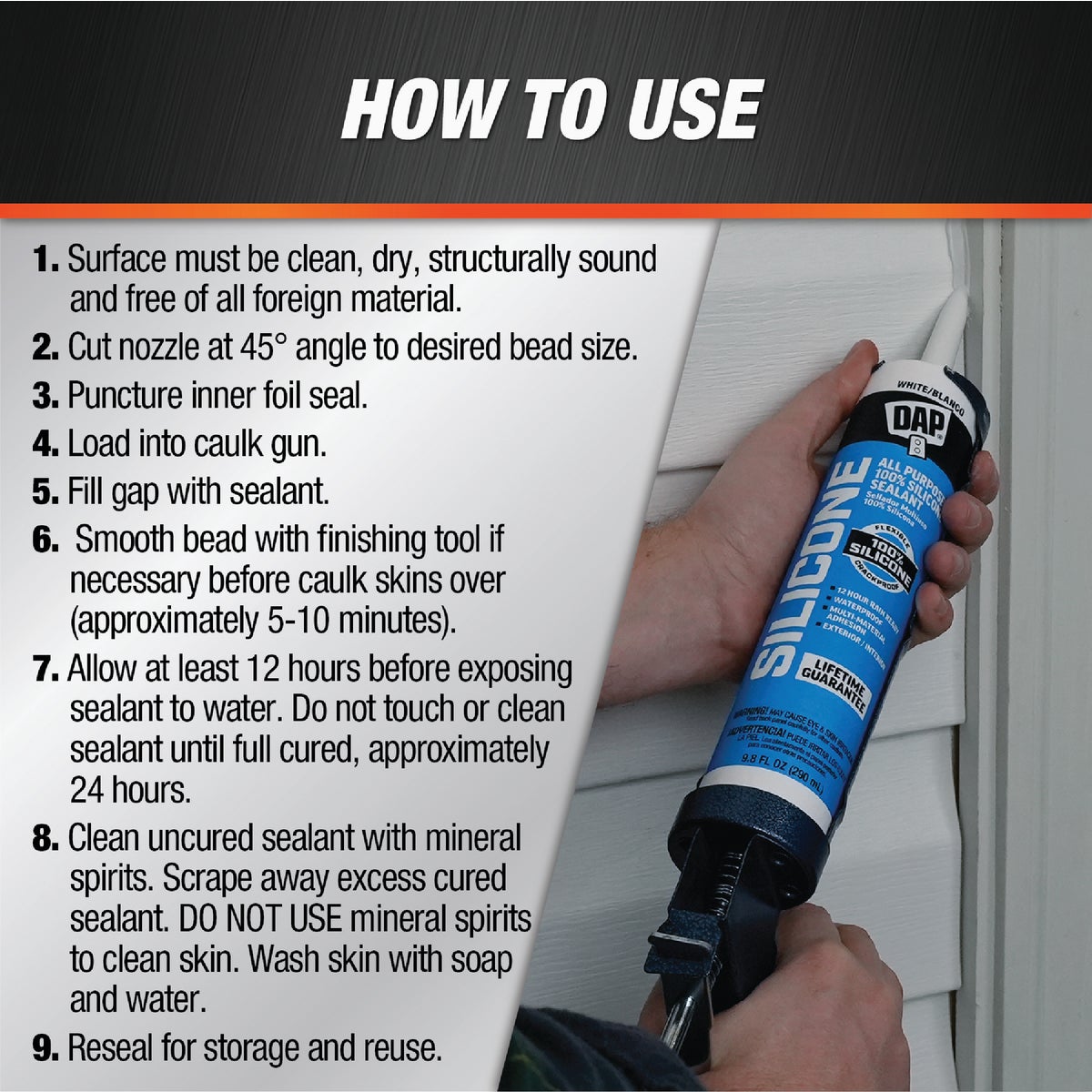DAP 9.8 Oz. Window, Door & Siding Silicone Sealant, White Image 3
