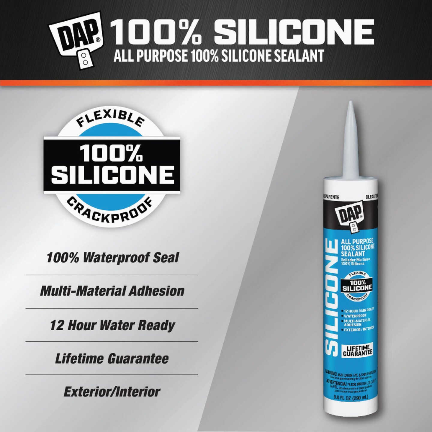 DAP 9.8 Oz. Window, Door & Siding Silicone Sealant, Clear Image 2