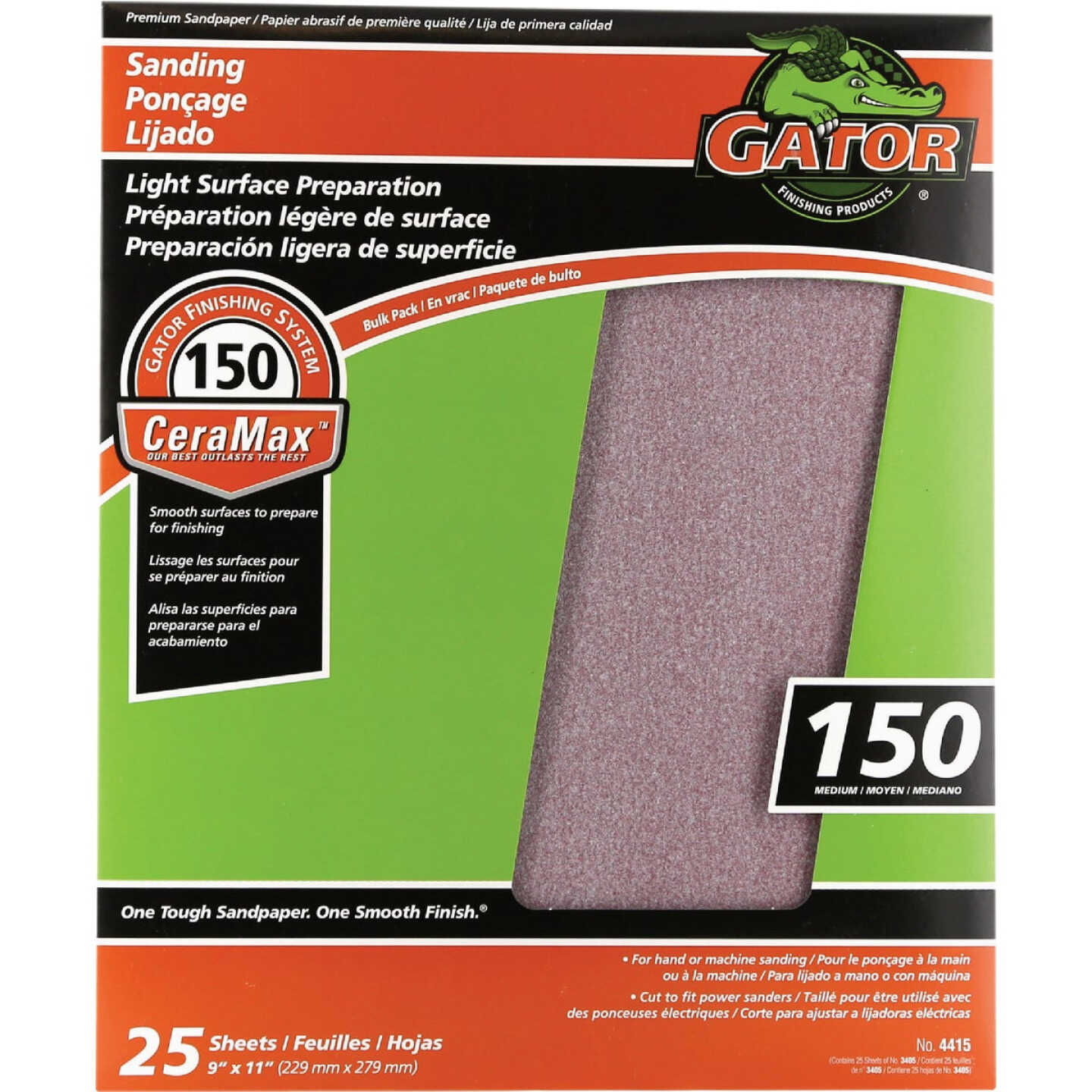 GatorGrit 9 In. x 11 In. Medium 150-Grit Premium Ceramic Sandpaper (25-Pack) Image 1
