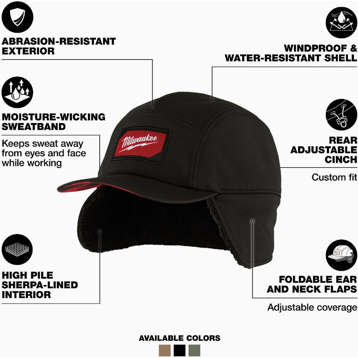 Milwaukee Black  Large/Extra-Large Sherpa-Lined Hat Image 2