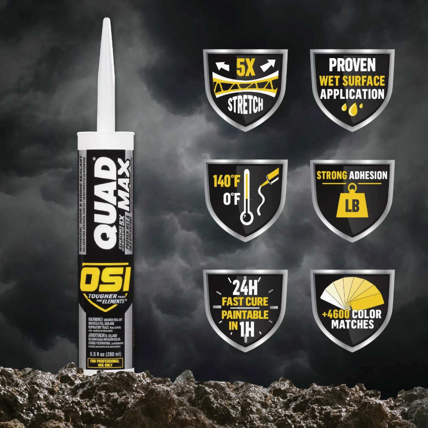 OSI Quad Max 9-1/2 Oz. Window, Door and Siding Polymer Sealant, Gray 573 Image 2
