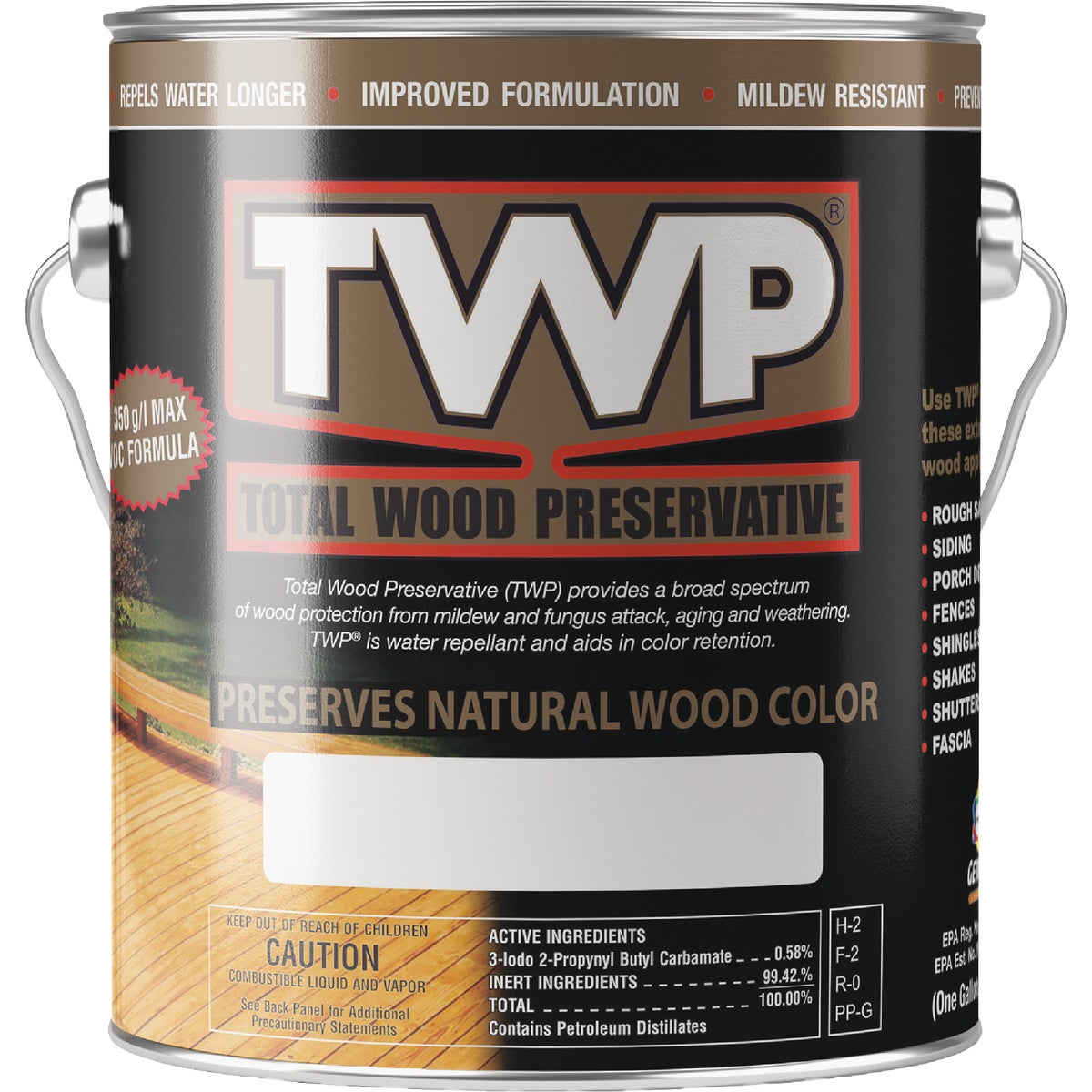 TWP 1500 Series Low VOC Wood Preservative Deck Stain, Black Walnut, 1 Gal. Image 1