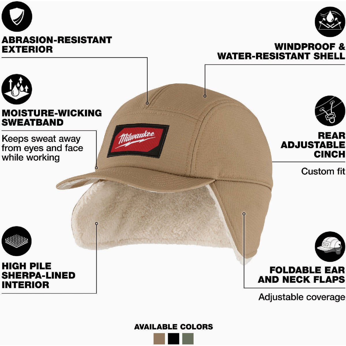 Milwaukee Khaki Small/Medium Sherpa-Lined Hat Image 2