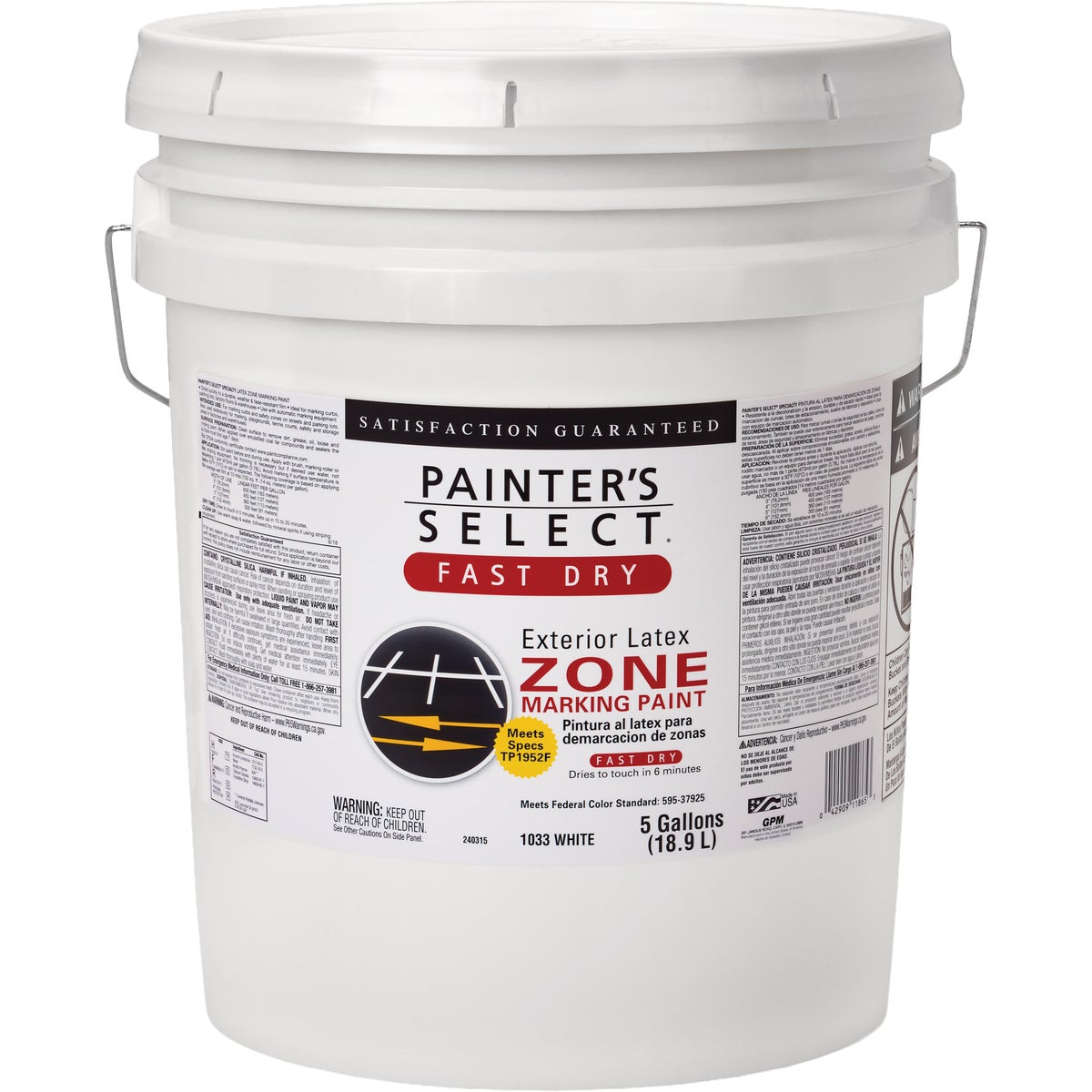 Painter's Select Specialty White Flat Latex Zone Marking Paint, 5 Gal.