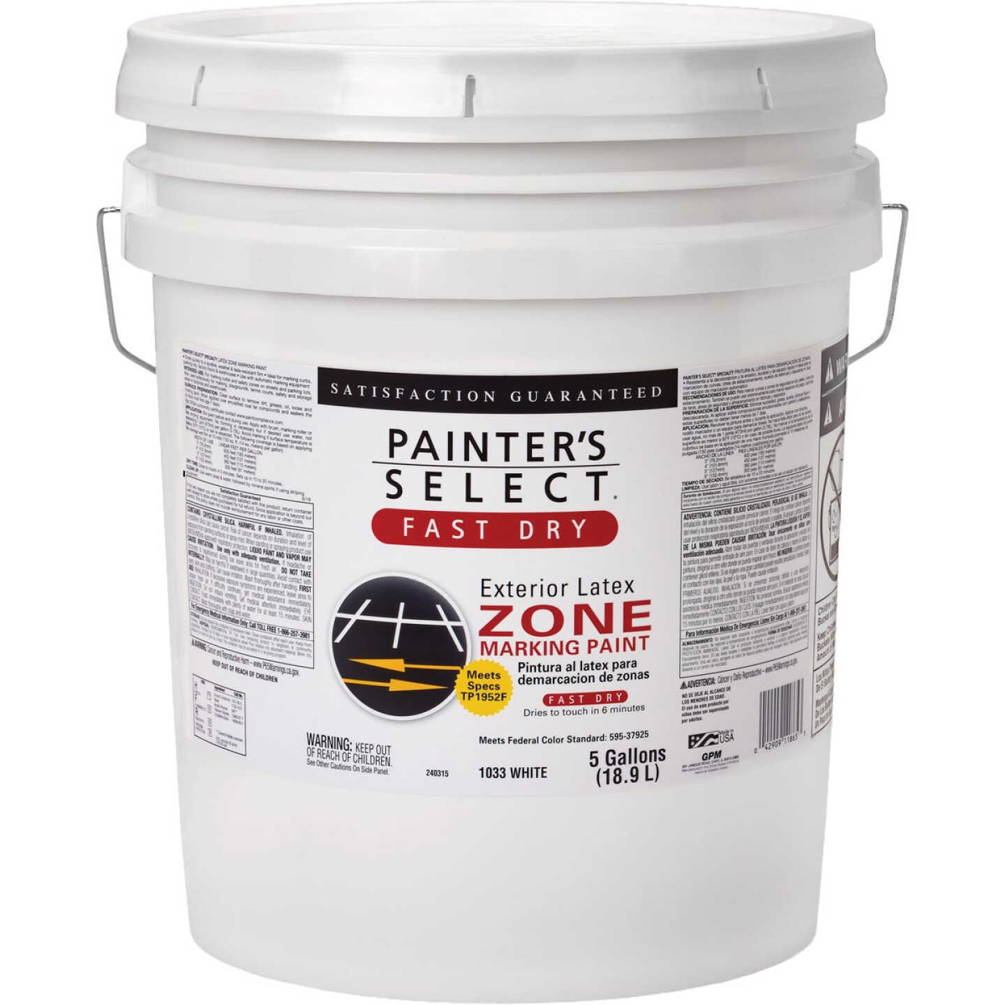 Painter's Select Specialty White Flat Latex Zone Marking Paint, 5 Gal. Image 1