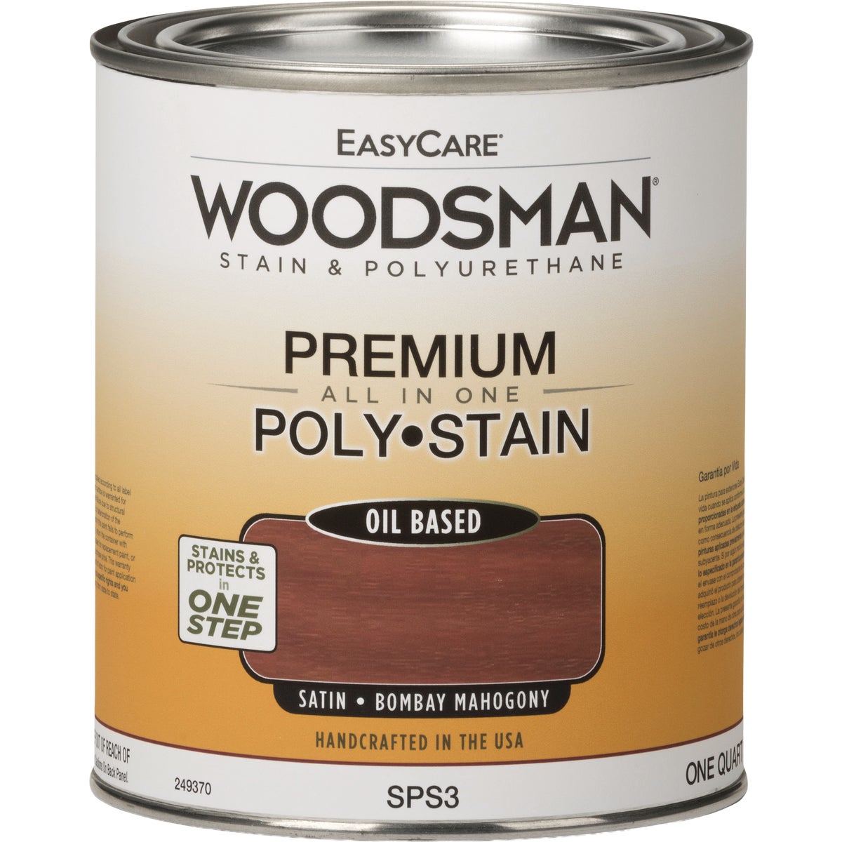 EasyCare Woodsman Satin Polyurethane Stain, Bombay Mahogany, 1 Qt.