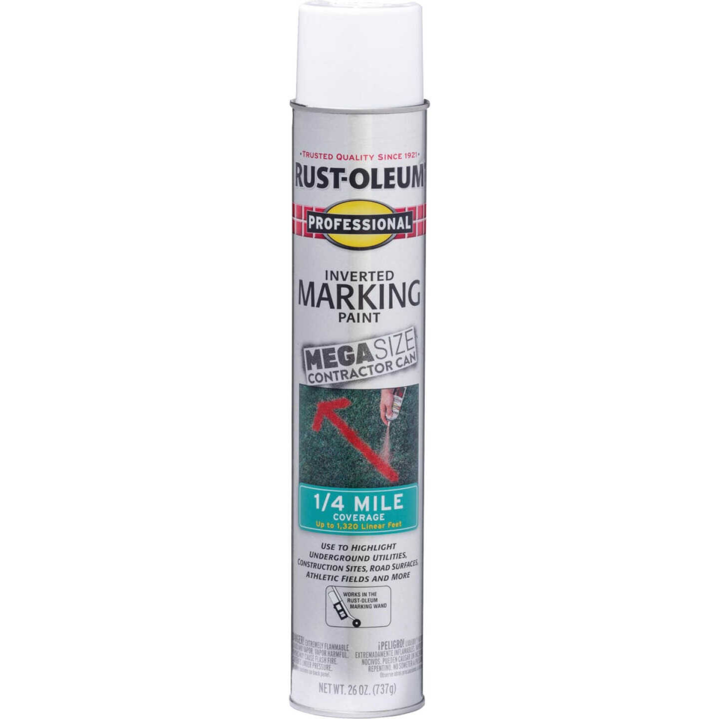 Rust-Oleum Professional 26 Oz. Mega White Inverted Marking Spray Paint Image 4