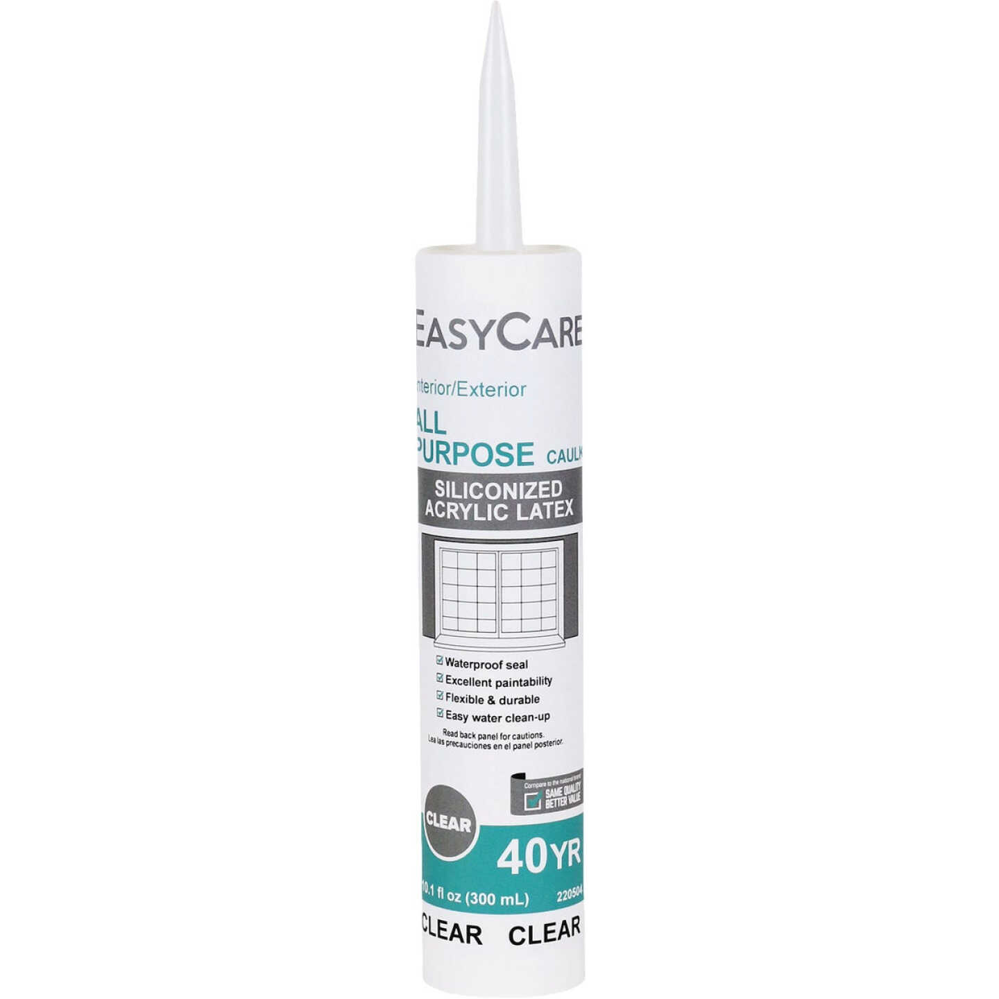EasyCare 10.1 Oz. Clear Siliconized Acrylic Latex Caulk Image 1