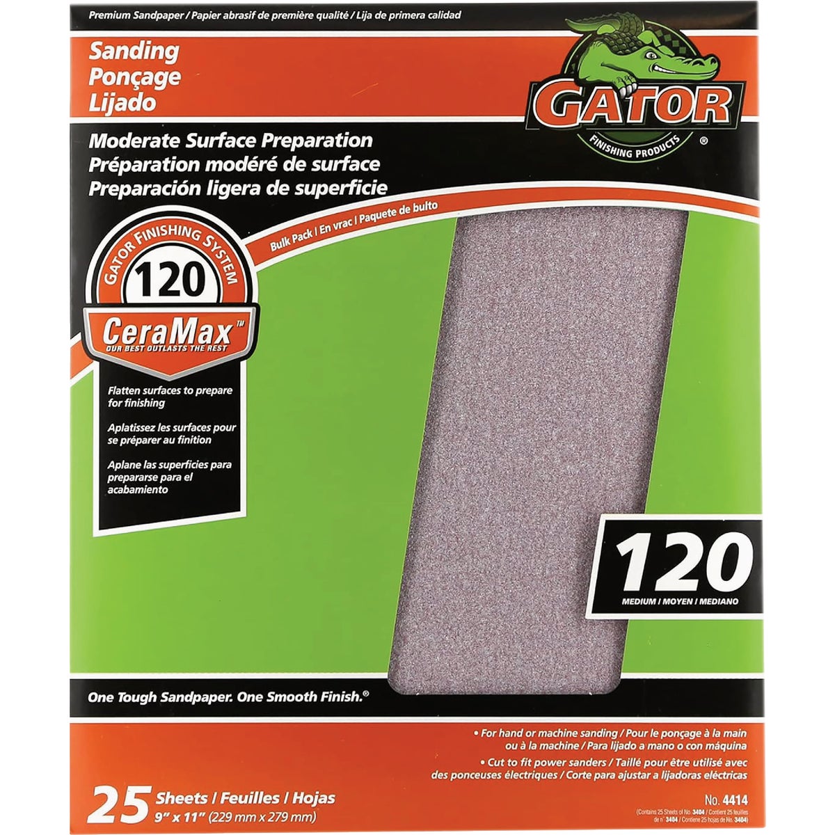 GatorGrit 9 In. x 11 In. Medium 120-Grit Premium Ceramic Sandpaper (25-Pack)