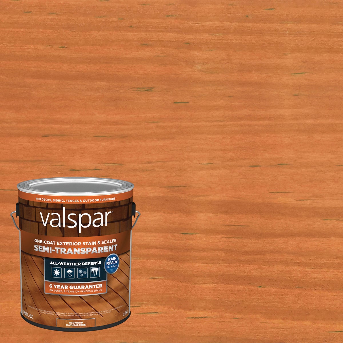 Valspar Semi Transparent Deck Stain, Redwood, 1 Gal. Image 1