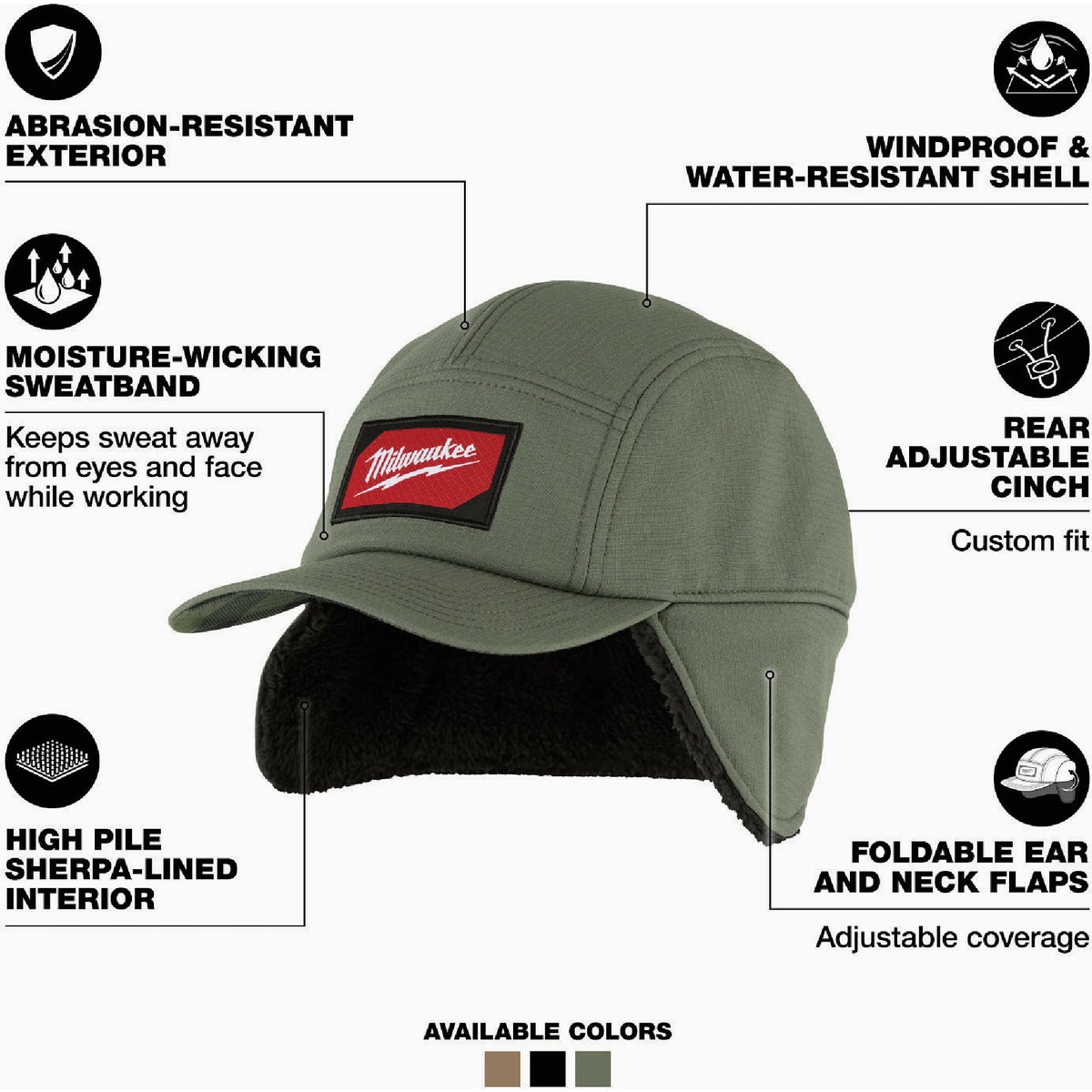 Milwaukee Green Large/Extra-Large Sherpa-Lined Hat Image 2