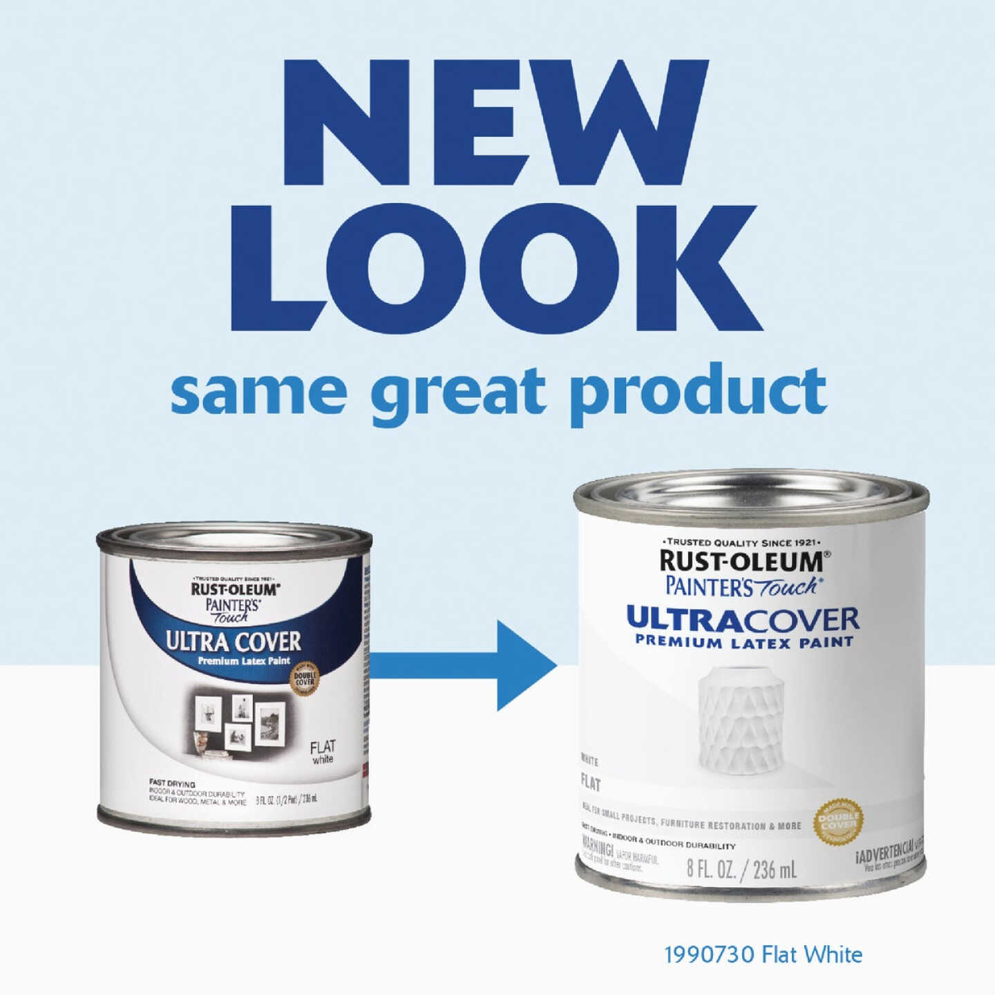 Rust-Oleum Painter's Touch 2X Ultra Cover Premium Latex Paint, Flat White, 1/2 Pt. Image 2
