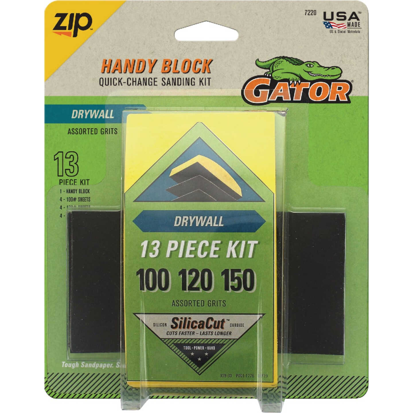 Gator Grit Zip Hook & Loop Drywall Hand Sanding Block Kit Image 1