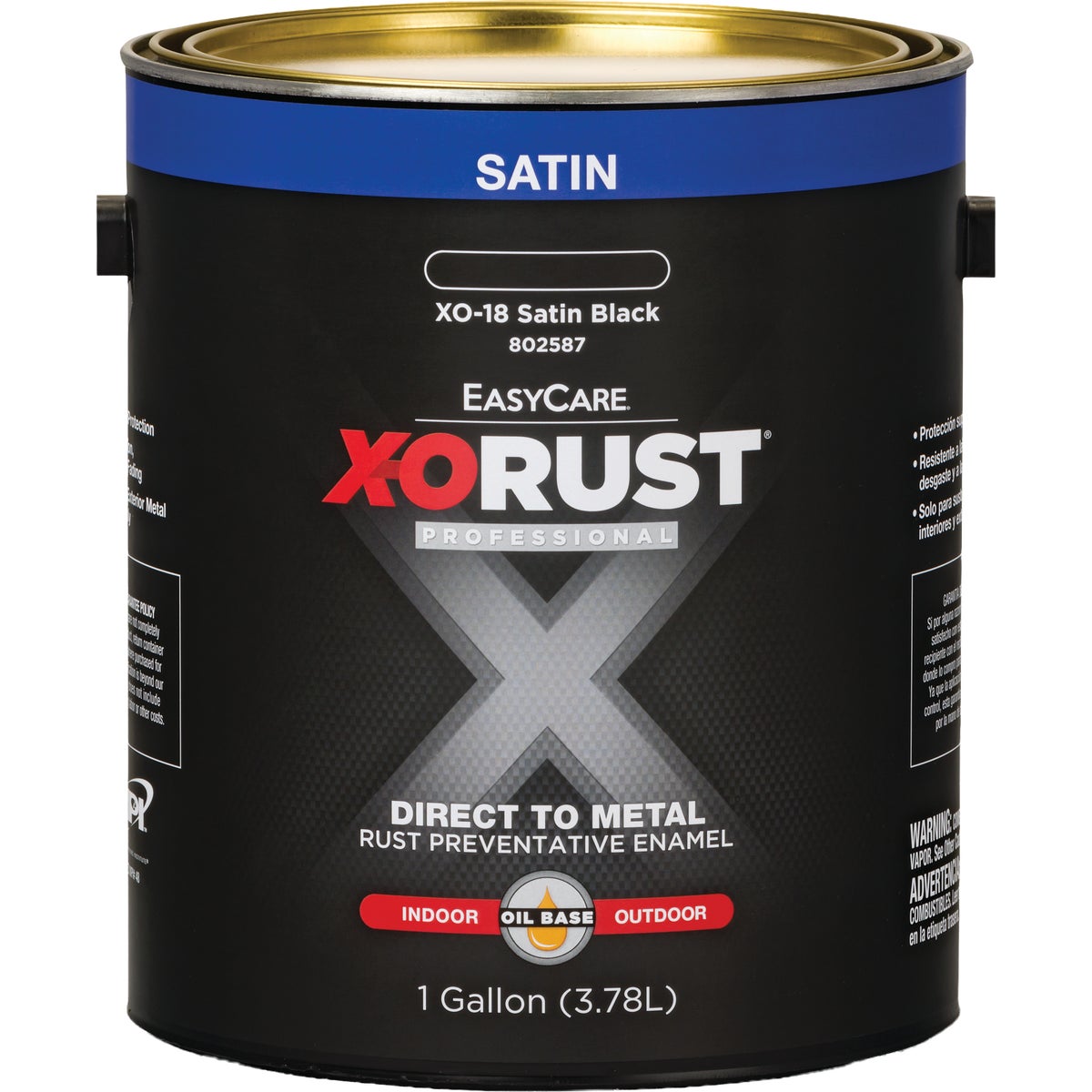 EasyCare X-O Rust Premium 1 Gal. Satin Black Interior/Exterior Oil-Base Anti-Rust Enamel