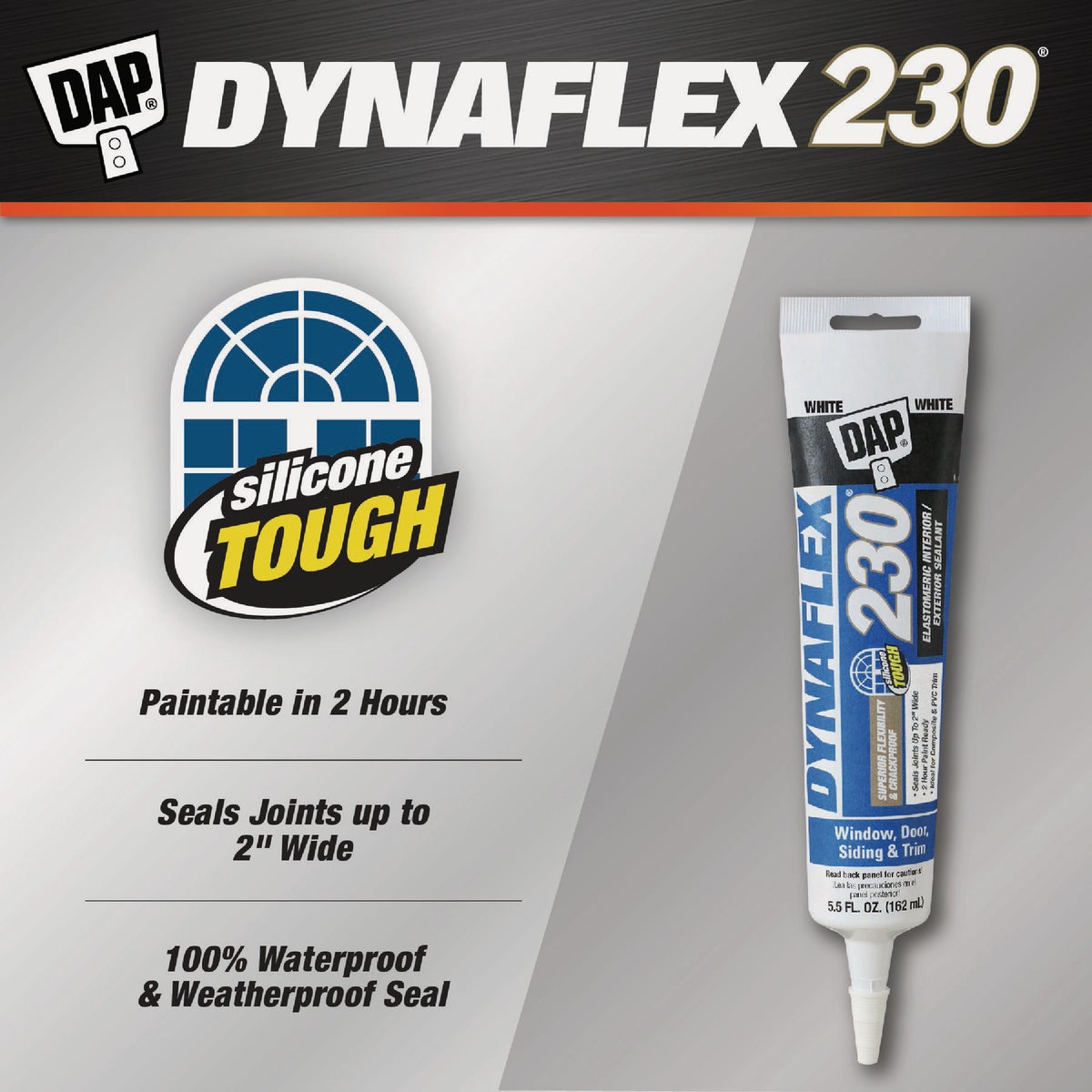 Dap Dynaflex 230 5.5 Oz. 100% Waterproof Window, Door, Siding & Trim Elastomeric Sealant, White Image 2