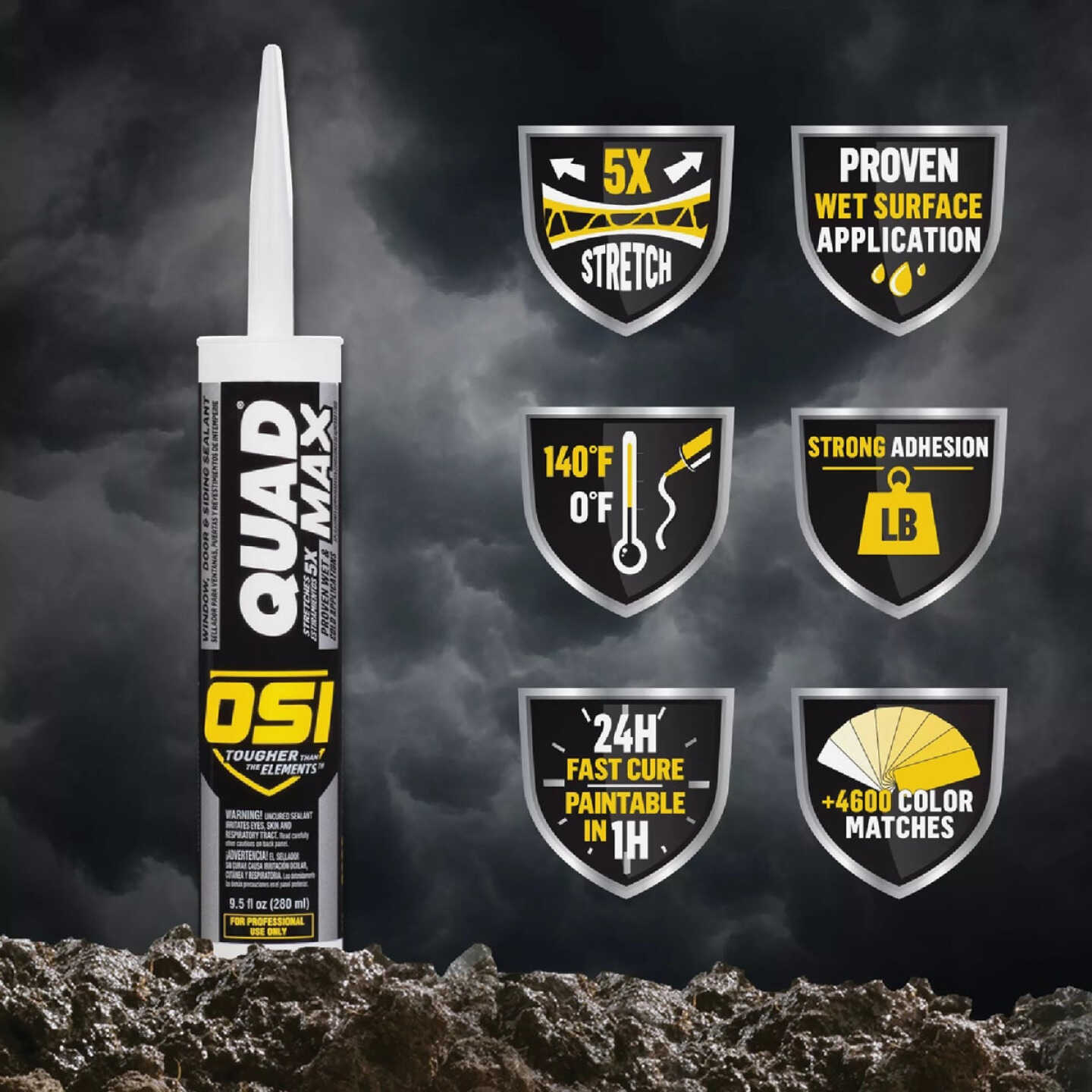 OSI QUAD MAX 9.5 Oz. Window, Door & Siding Sealant, Black Image 6