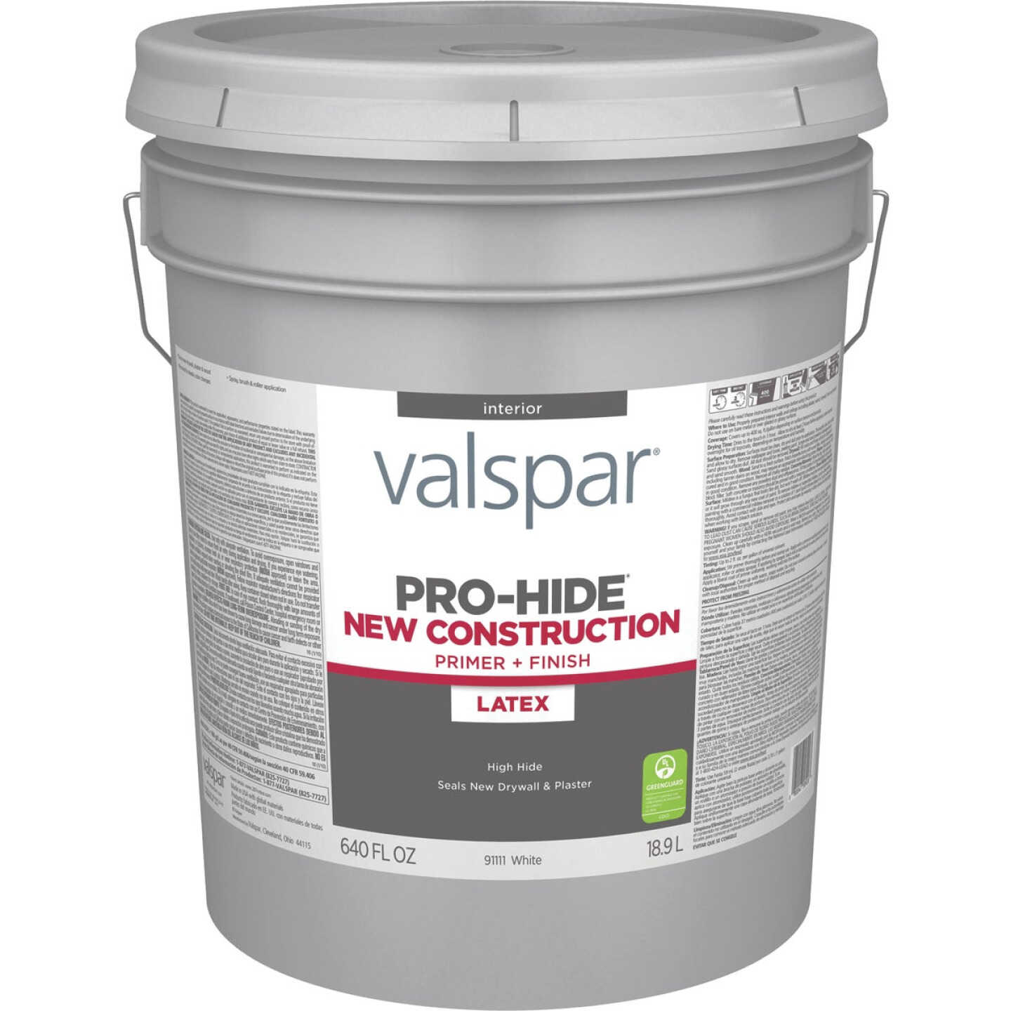 Valspar Pro-Hide Interior New Construction Primer, White, 5 Gal. Image 1