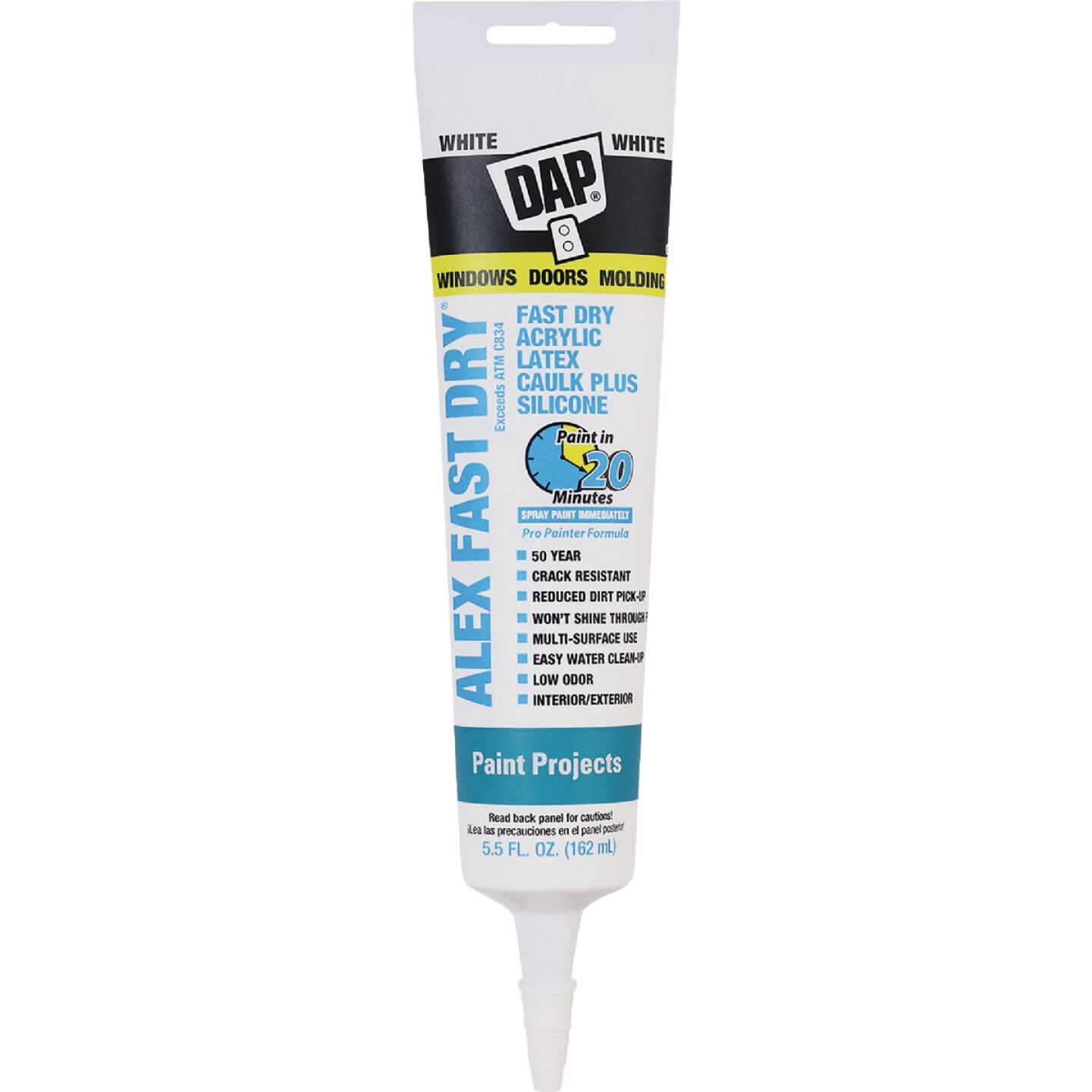 Dap Alex Fast Dry 5.5 Oz. White Siliconized Acrylic Latex Caulk Image 1