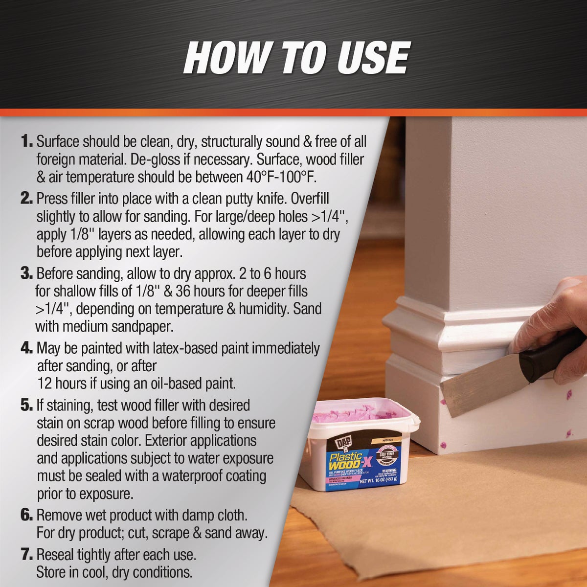 Dap Plastic Wood-X Wood Filler Repair Kit Image 6