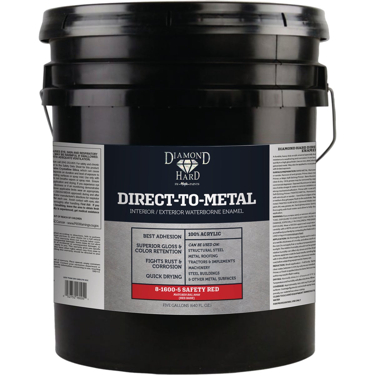 Majic Diamond Hard 5 Gal. Direct-To-Metal Acrylic Enamel, Gloss Safety Red