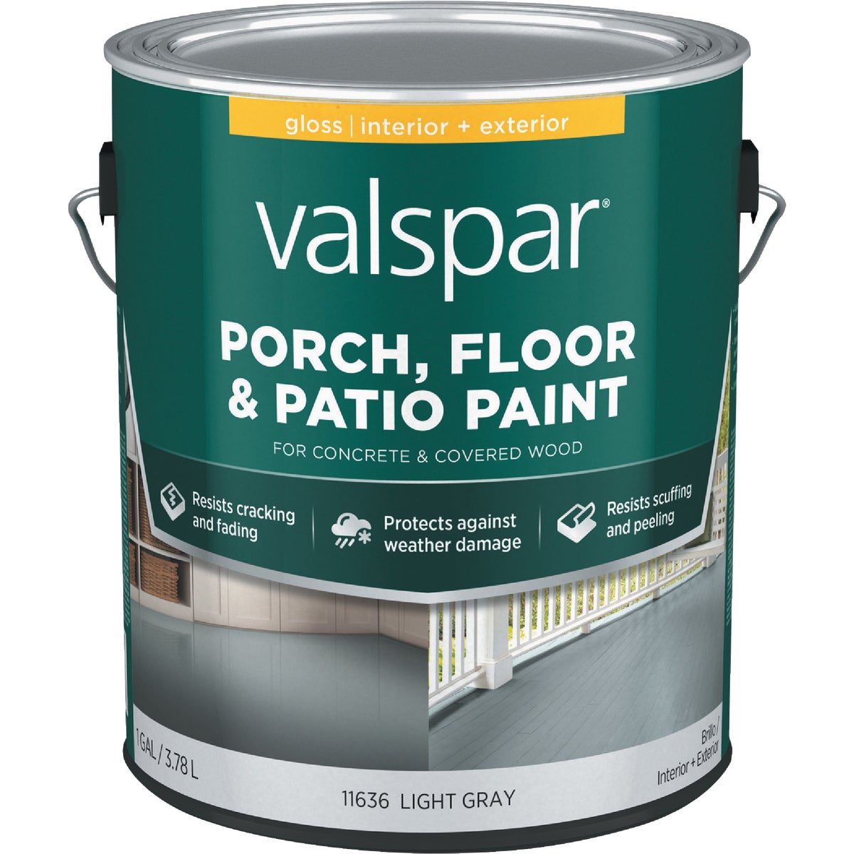 Valspar Light Gray Gloss Latex Porch, Floor & Patio Paint, 1 Gal.