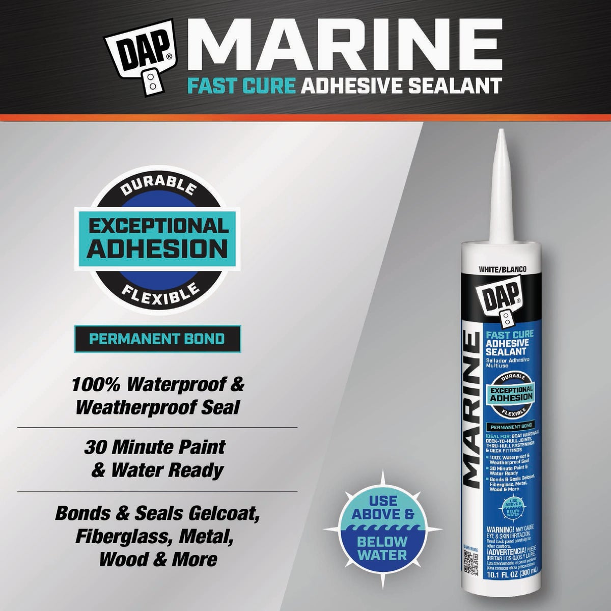 DAP 10.1 Oz. White Fast Cure Marine Adhesive Sealant Image 2