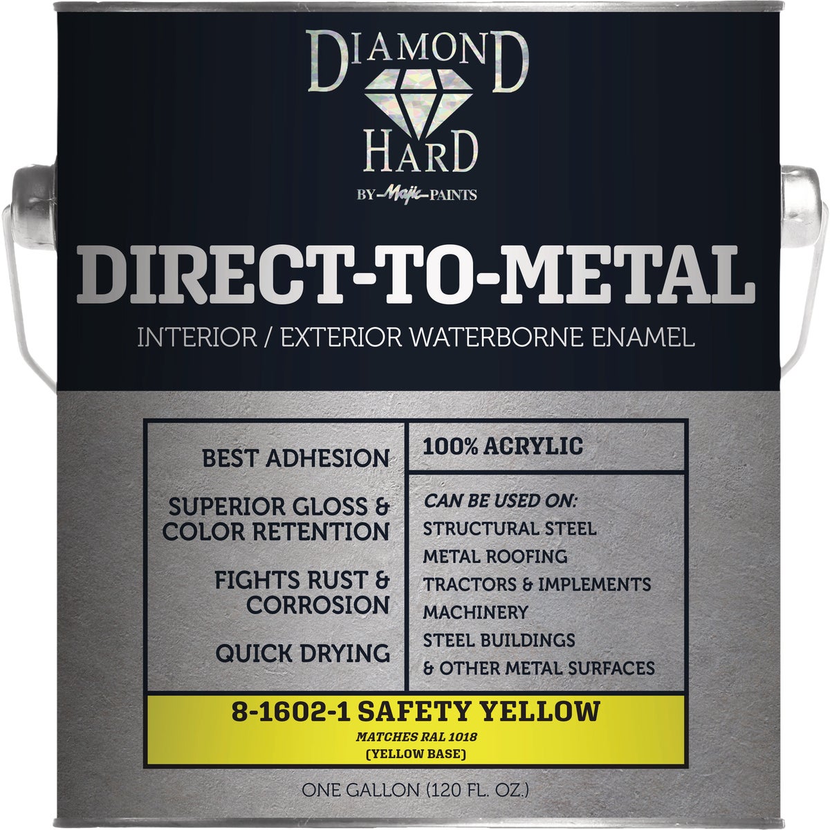 Majic Diamond Hard 5 Gal. Direct-To-Metal Acrylic Enamel, Gloss Safety Yellow