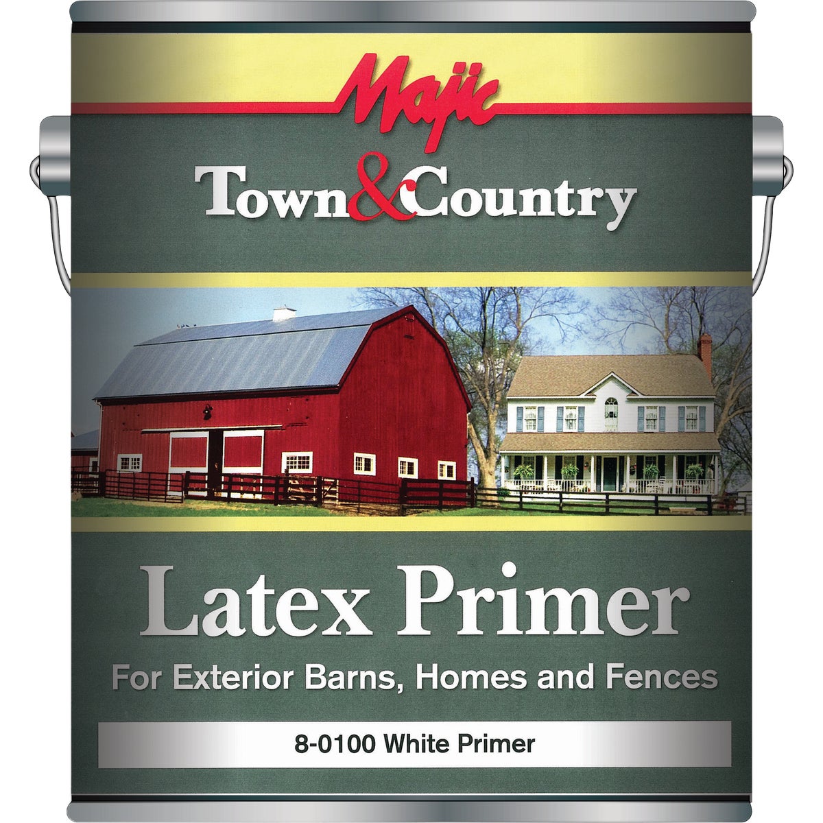 Majic Town and Country Exterior Barn and Fence Latex Primer, White, 1 Gal.