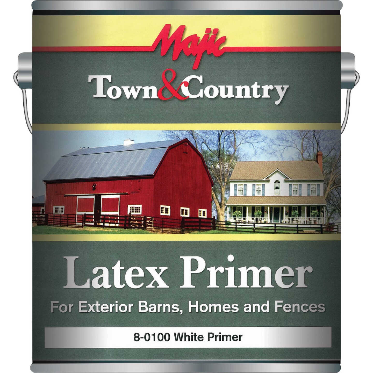 Majic Town and Country Exterior Barn and Fence Latex Primer, White, 1 Gal. Image 1