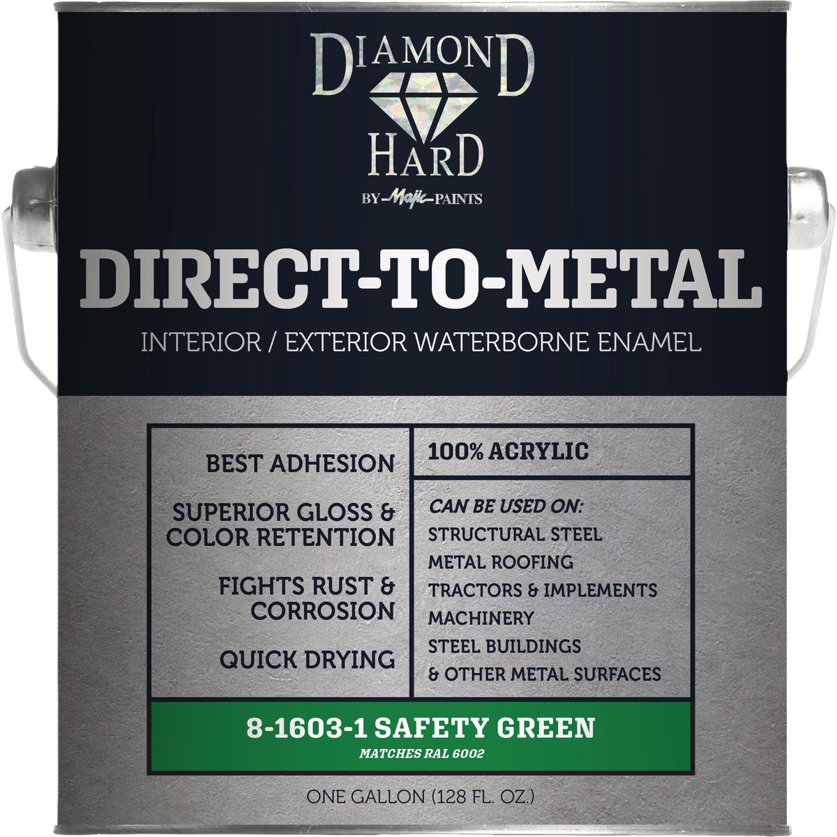 Majic Diamond Hard 5 Gal. Direct-To-Metal Acrylic Enamel, Gloss Safety Green