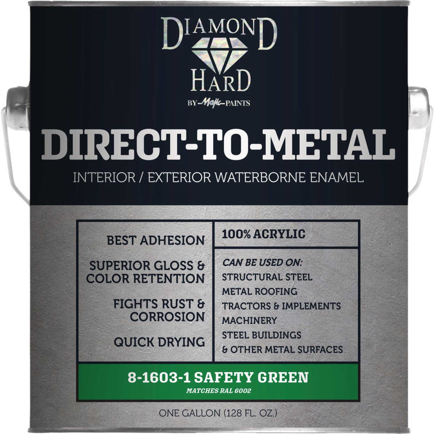 Majic Diamond Hard 5 Gal. Direct-To-Metal Acrylic Enamel, Gloss Safety Green Image 1