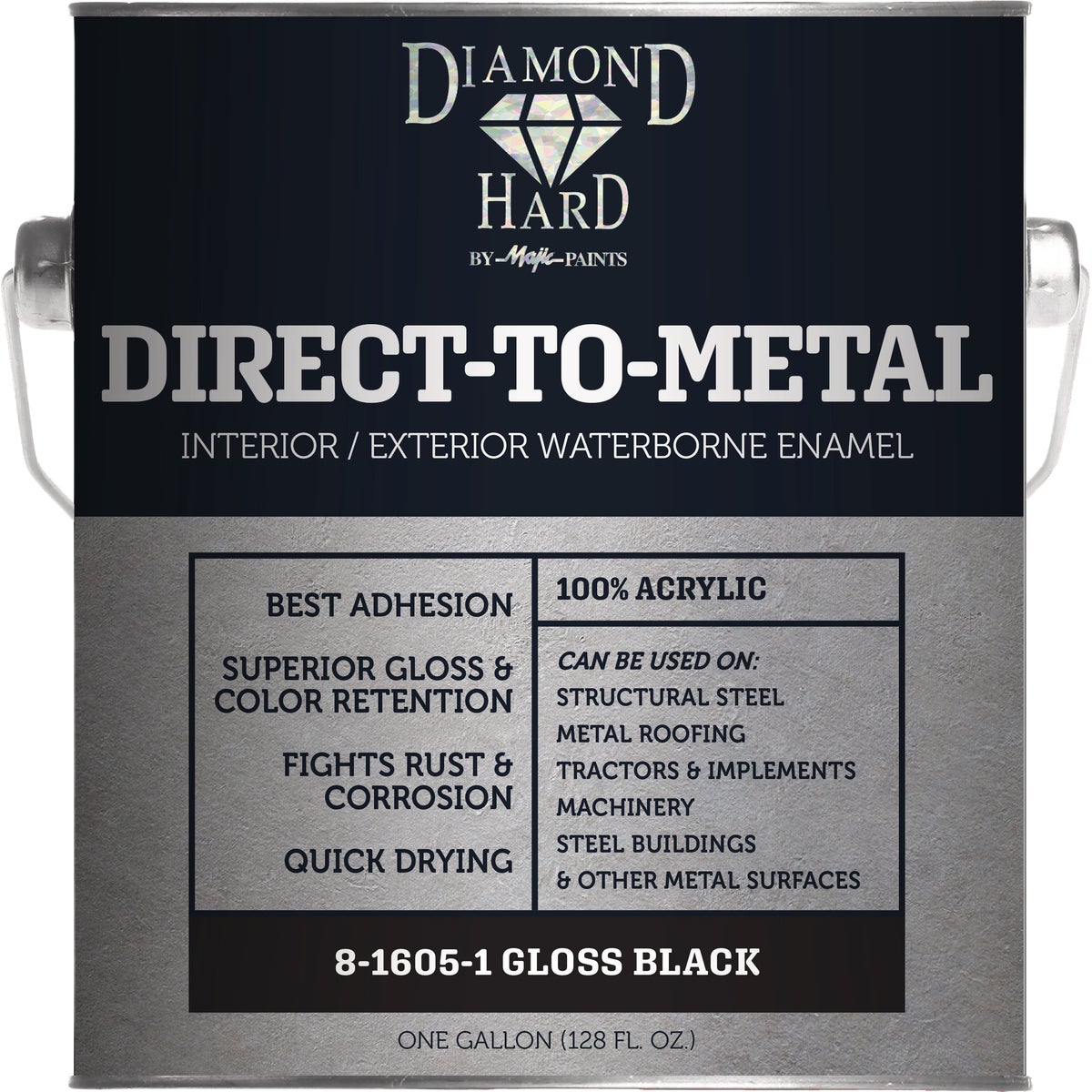 Majic Diamond Hard 5 Gal. Direct-To-Metal Acrylic Enamel, Gloss Safety Black