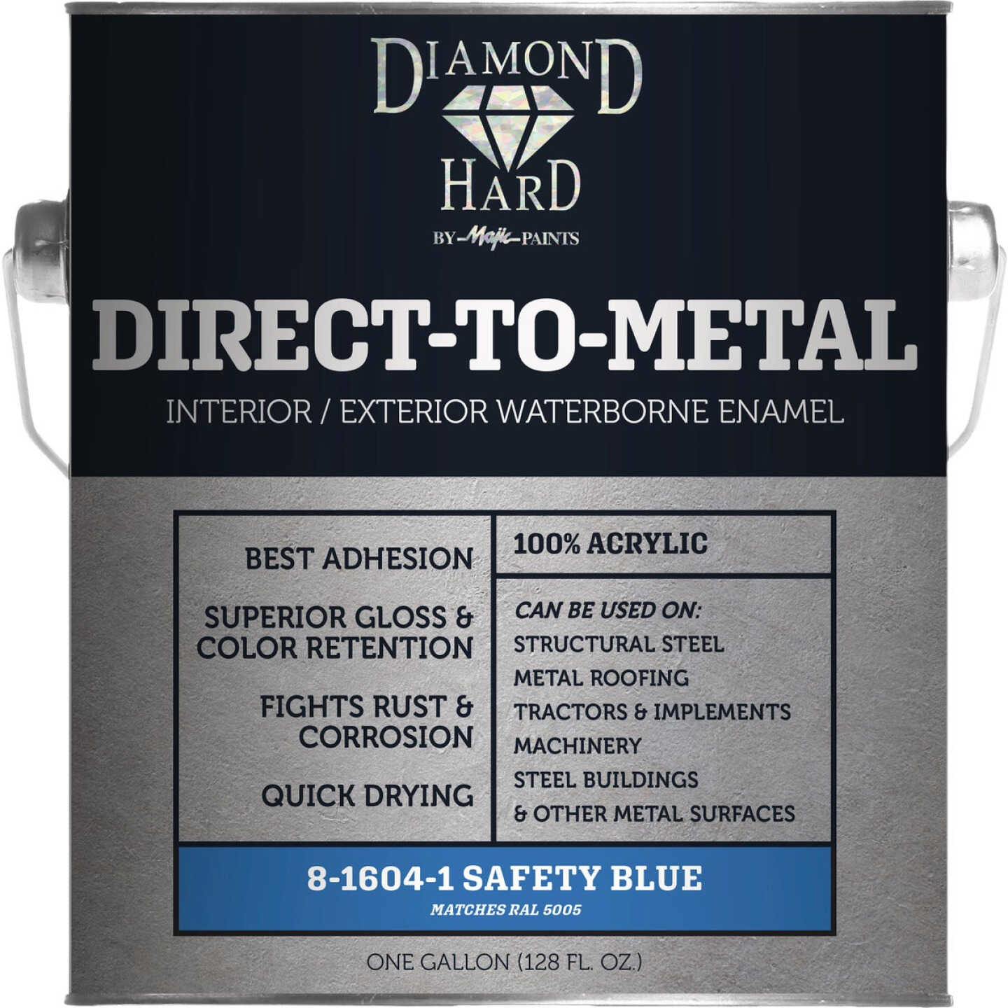 Majic Diamond Hard Direct-To-Metal Acrylic Paint, Safety Blue, 1 Gal. Image 1