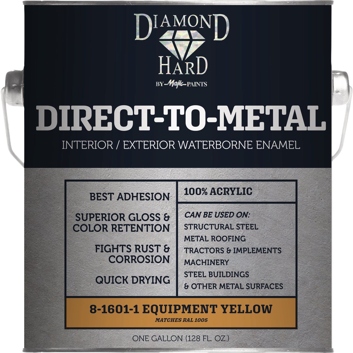 Majic Diamond Hard 5 Gal. Direct-To-Metal Acrylic Enamel, Gloss Equipment Yellow