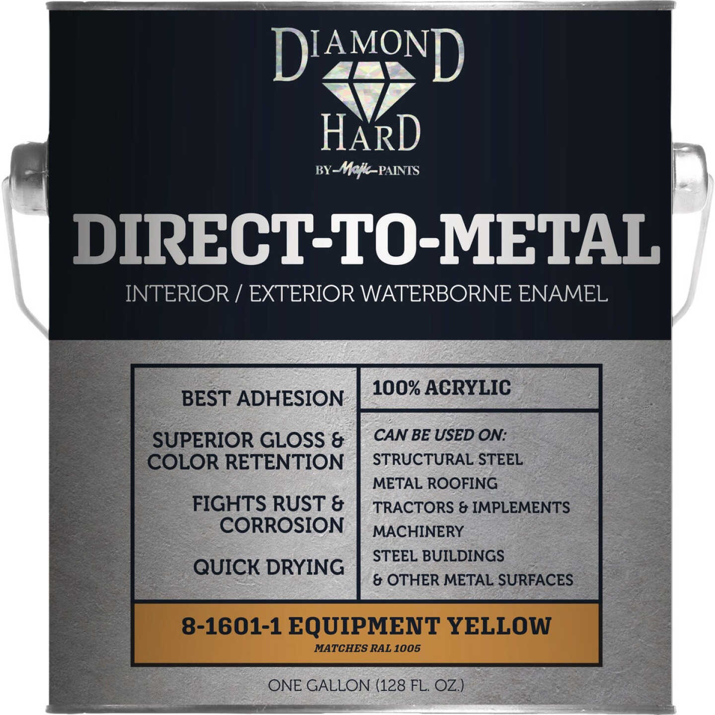 Majic Diamond Hard 5 Gal. Direct-To-Metal Acrylic Enamel, Gloss Equipment Yellow Image 1