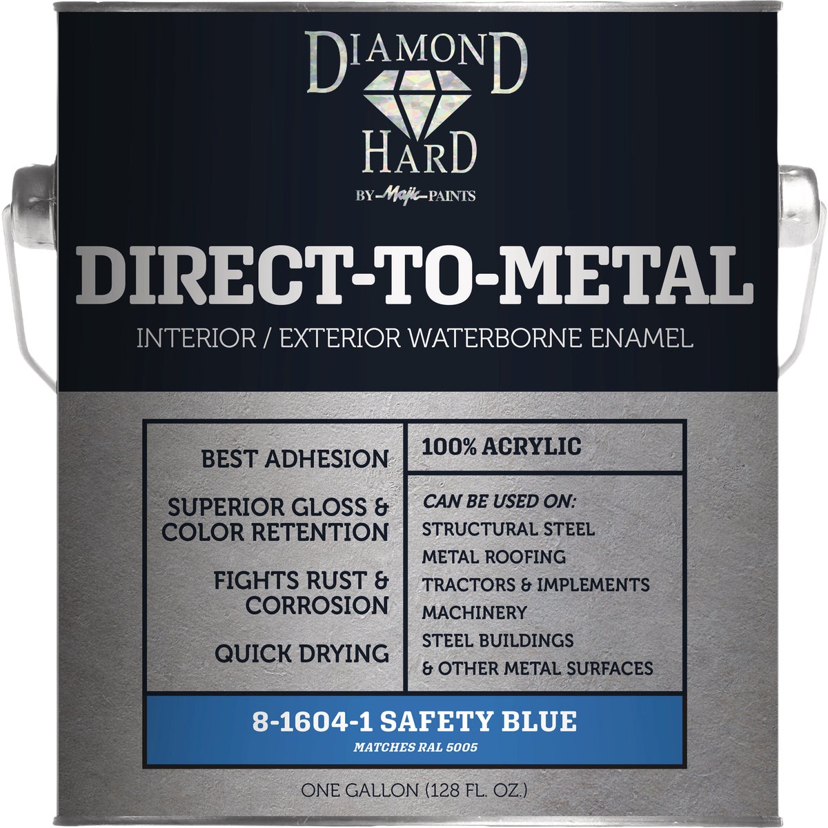 Majic Diamond Hard 5 Gal. Direct-To-Metal Acrylic Enamel, Gloss Safety Blue
